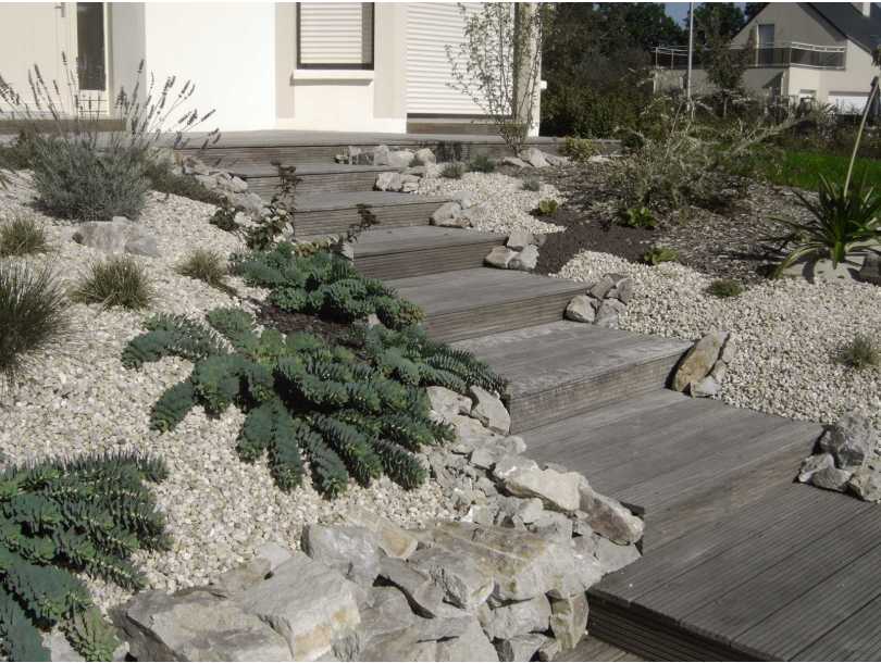 Massifs autour d'un escalier